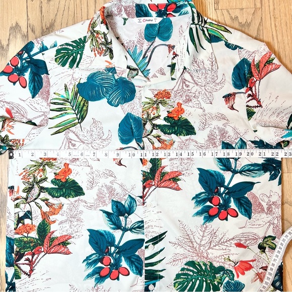 PatPat Men’s Hawaiian Print Lightweight Button Down Top Size Large - Picture 9 of 12